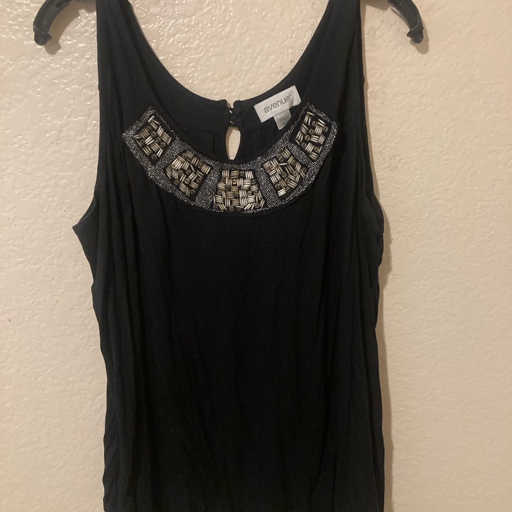 Avenue Black Embellished Women's Top